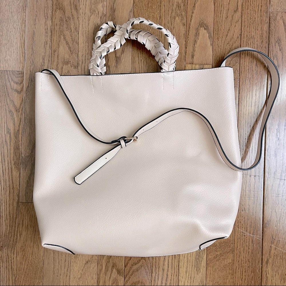 NWOT Jules Kae large faux leather tote, dusty pink